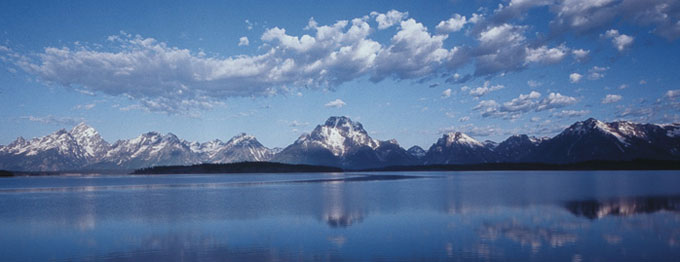 Jackson Lake and the Teton skyline, with the Grand Teton, left, and Mt. Moran, center. Grand Teton Lodge Co. photo.