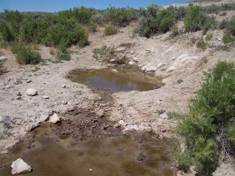 Remains of wells at the Dug Springs stage station. Wells at stage stations were crucial to travel along the Overland Trail. Author photo.