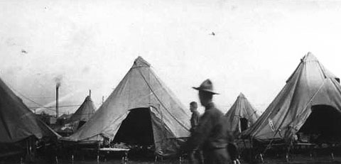 The soldiers of the 148th Field Artillery were among thousands Camp Mills, Long Island in 1917.