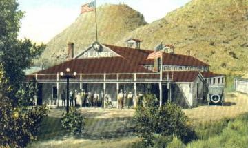 The Star Plunge at Thermopolis, shown here about 1918, is still in business. Wyoming Tales and Trails.
