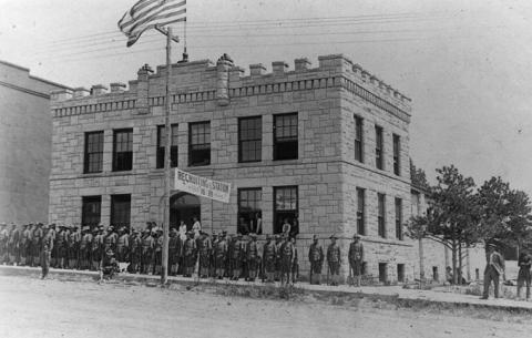 The Newcastle Armory was completed in 1914 and torn down in the 1960s. Alice Schuette Collection, Weston County Historical Society.