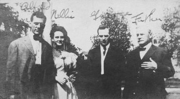 Nellie Tayloe about 1900 with her brothers, Albert and George, and their father, James. American Heritage Center.