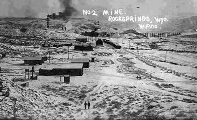 Rock Springs' No. 2 mine, no date. Wyoming Tales and Trails photo.