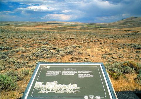 South Pass from the BLM interpretive sign; Pacific Butte to the right. Wyoming SHPO photo.