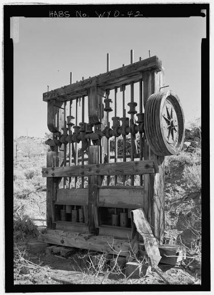 Old stamp mill in Palmetto Gulch near South Pass City, 1974. Library of Congress.