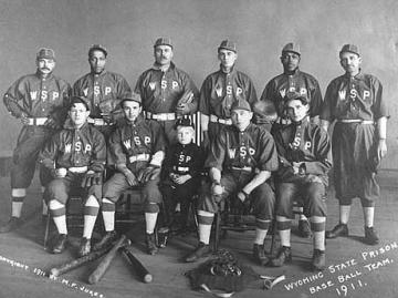 The Wyoming State Prison baseball team, 1911. Wyoming State Archives.