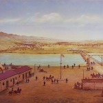 A 1930s imagining of the 1865 Battle of Platte Bridge, by William Henry Jackson. Wyoming State Museum.