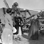 Threshing at Peryams', 1917; Alice Peryam in the fur coat at right. Nichols Collection, Grand Encampment Museum.