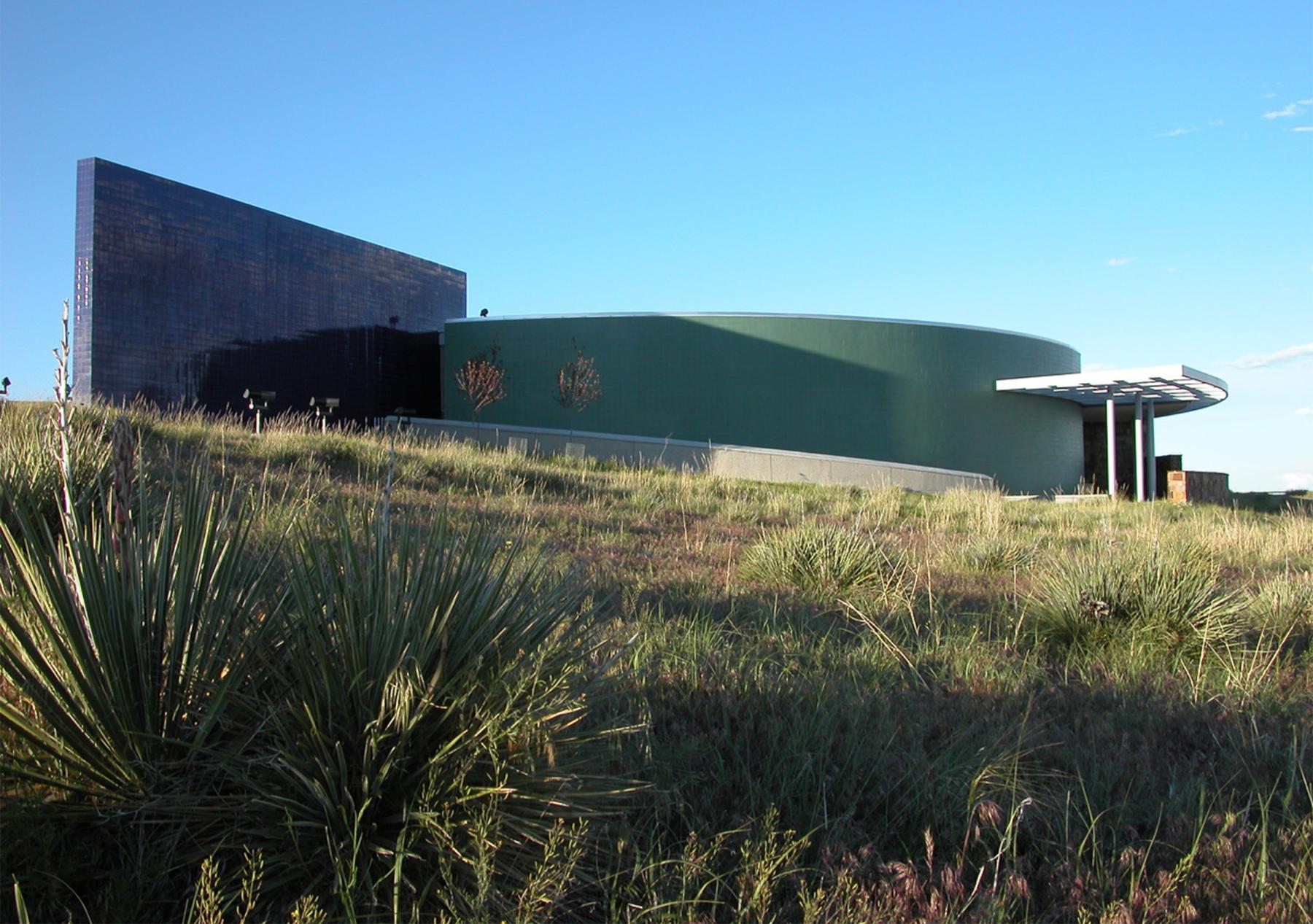 Designed by Line and Space, architects, the National Historic Trails Interpretive Center sits high above Wyoming's North Platte River, commanding views of major historic trails. Wikipedia.