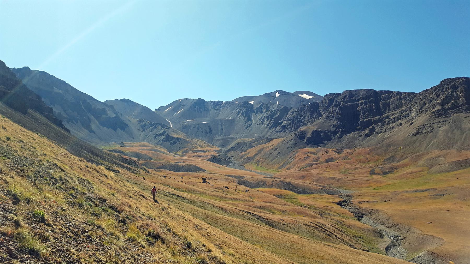 The Gold Reef Mining Region sits in a giant cirque in the Absarokas below Franc’s Peak. Here, some scholars speculate, miners kept investors investing long after the miners knew there would never be profits. Abandoned for more than 100years, only a few structural ruins and adits remain. It’s a steep steep hike over rugged terrain to get there. Brian Beauvais photo.