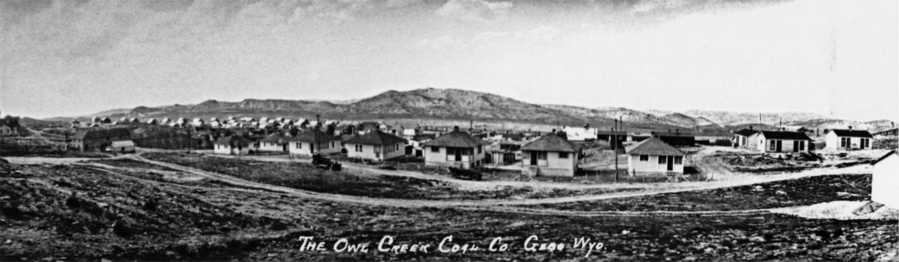 Workers at the Gebo mine all lived in houses owned by the Owl Creek Coal Company. American Heritage Center, University of Wyoming.