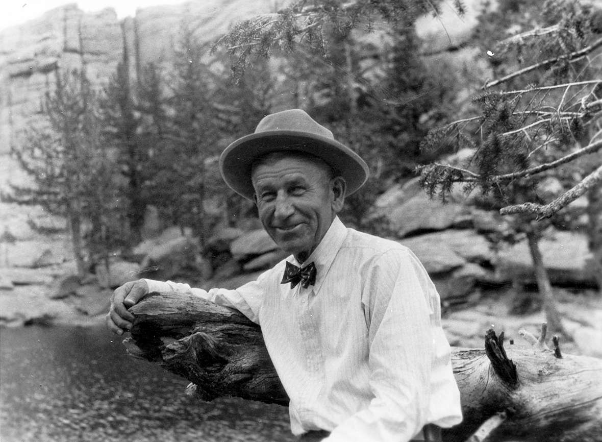 Aven Nelson in Rocky Mountain National Park in Colorado, 1931. His Rocky Mountain Herbarium on the UW campus by then was the center of botany for the entire region. American Heritage Center.