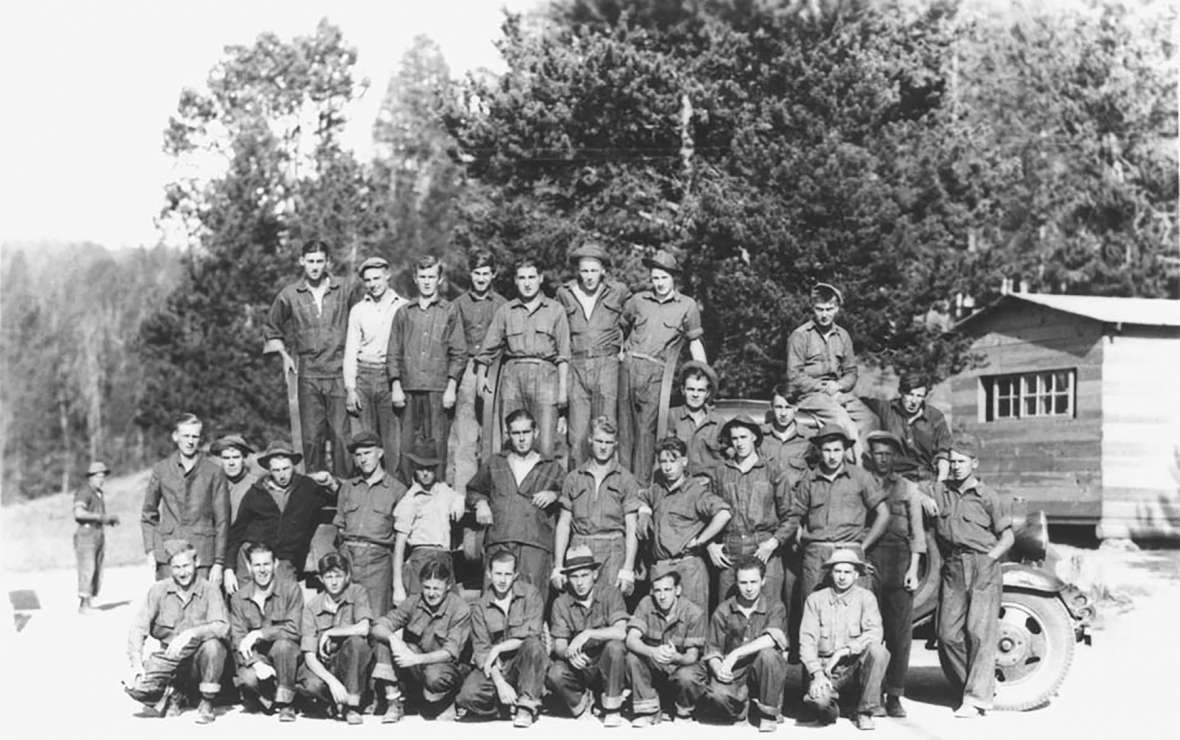 A CCC work crew in Yellowstone National Park, 1930s. Wyoming State Archives.