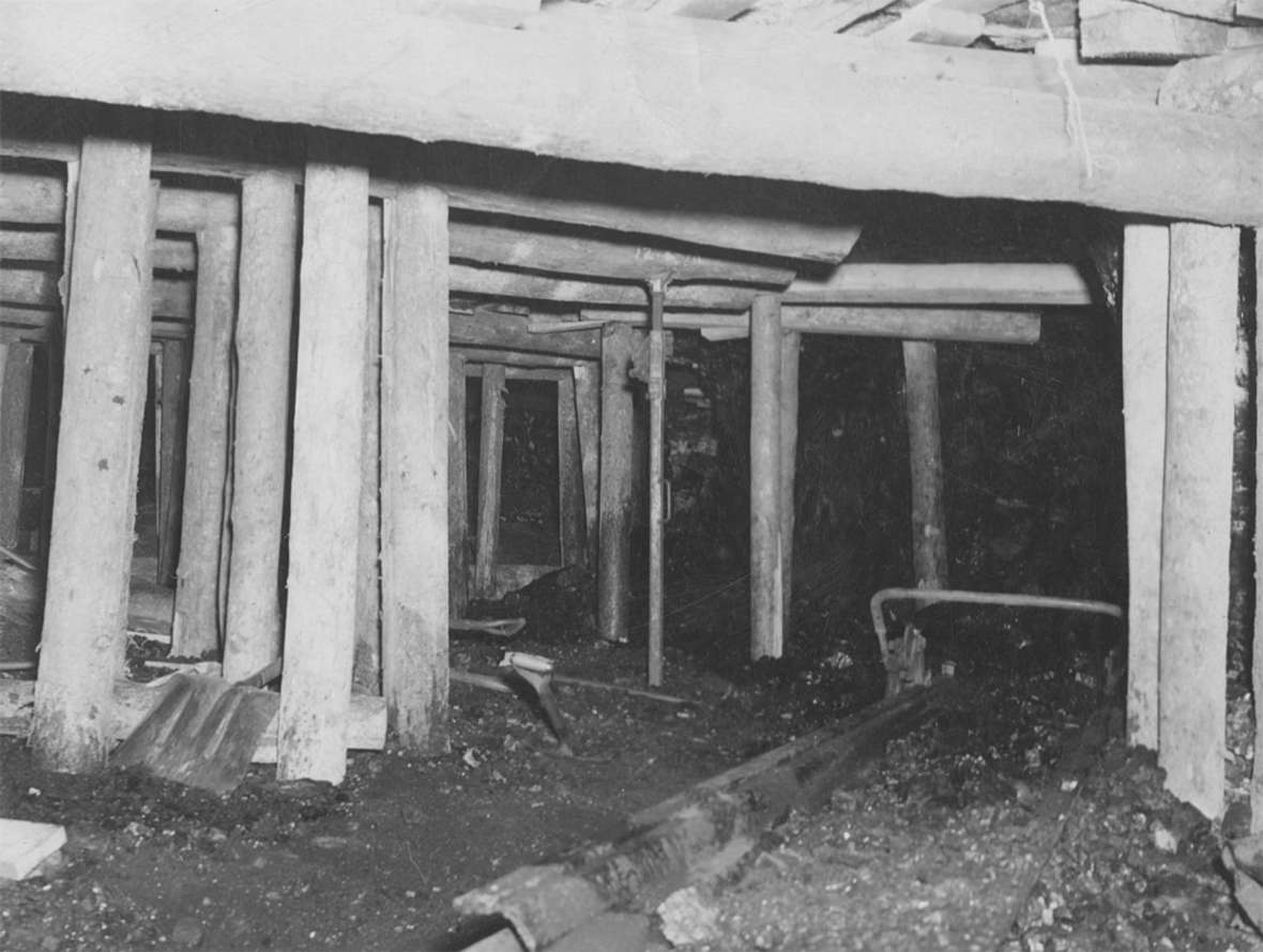 The aftermath of a cave in a Union Pacific coal mine in Wyoming. Underground mining is extremely dangerous. American Heritage Center.