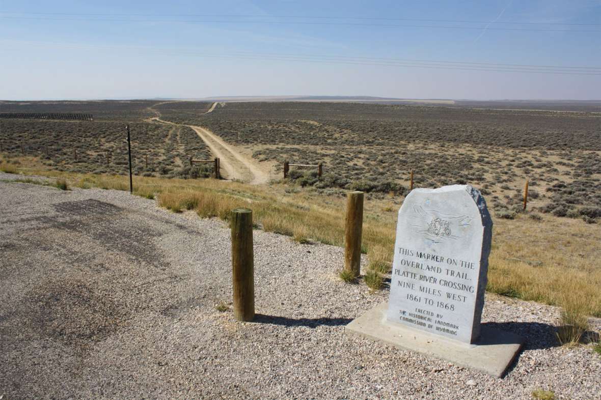 Much of the emigrant, freight, commercial and military traffic across the West used the Overland Trail in the 1850s and 1860s. The trail today crosses Wyoming HIghway 130 about 10 miles north of Saratoga, Wyo. Nine miles to the west, the trail crossed the North Platte River. Tom Rea photo.