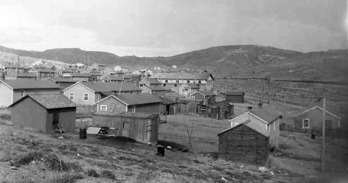 'Seventy-five comfortable and commodious houses have been built and others are being added,' the state mining inspector reported of Reliance in 1911. The first camp also included a boarding house, bath house, mine offices and the mine entrance. Calling the houses 'comfortable and commodious' was probably an exaggeration. Sweetwater County Historical Museum.