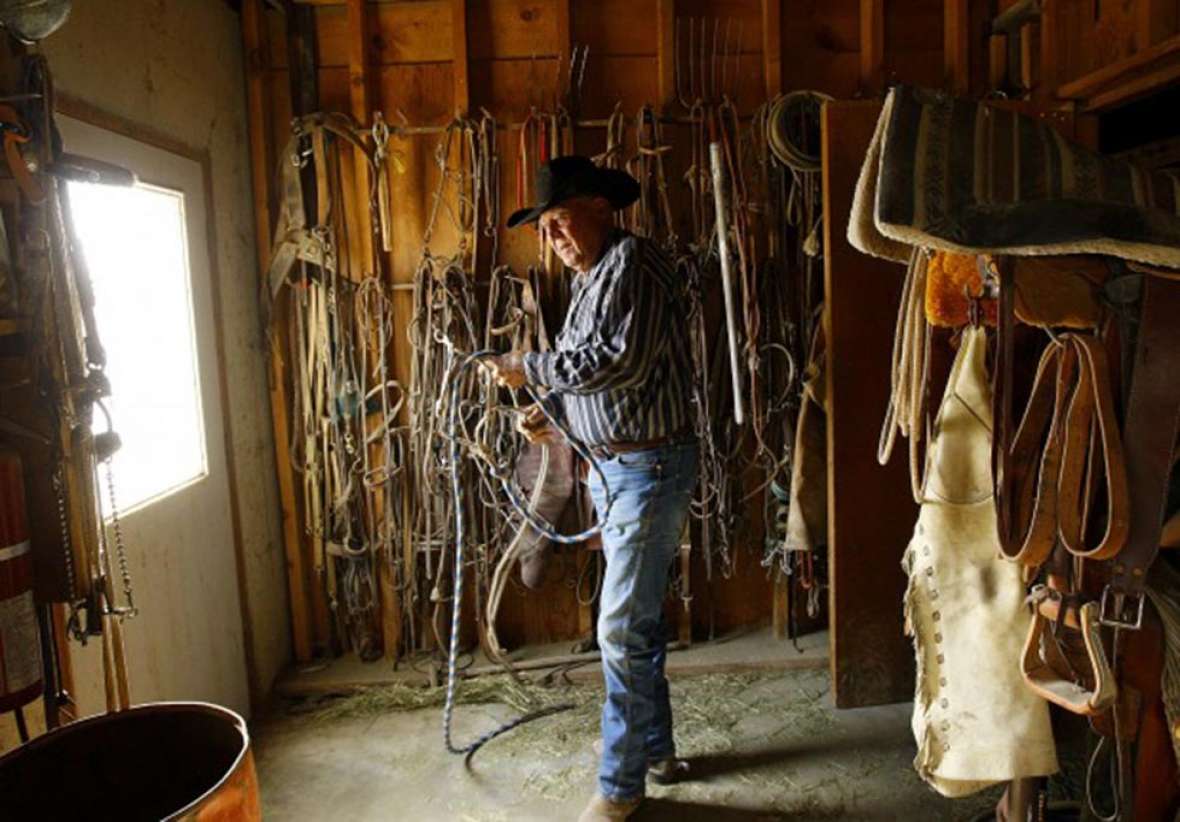 Frank Shepperson in the tack room on his ranch southwest of Midwest, Wyo., 2012. Dan Cepeda, Casper Star-Tribune.