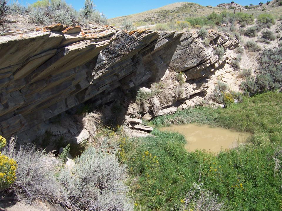 Figure 9: Lower Powder Spring, the sulphur spring noted by numerous travelers along the 1830s fur trapper route and the 1850 Cherokee Trail Southern Route. This was an important source of water for travelers, but the quality was poor. Western Archaeological Services.