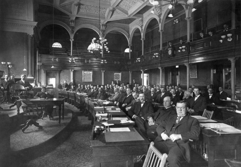 Wyoming House of Representatives in 1911, whose mebers appear to be all men