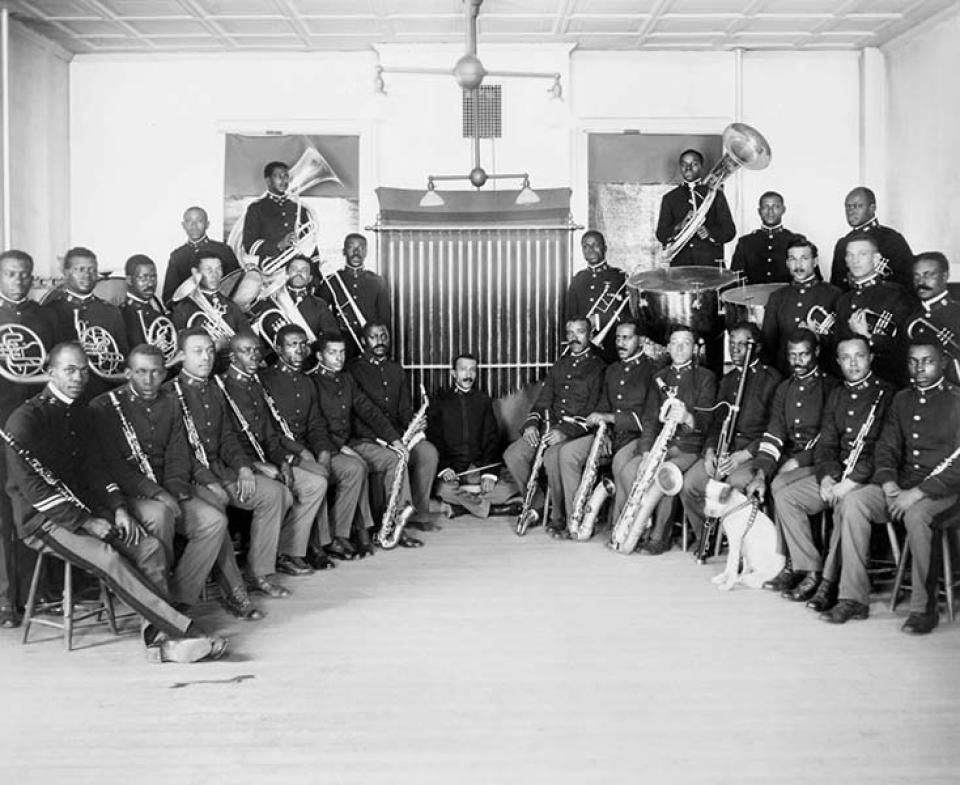 The 9th Cavalry band at Fort D.A. Russell near Cheyenne, 1911. Wyoming State Archives.