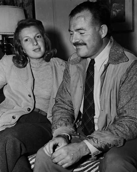 Martha Gellhorn and Ernest Hemingway in Sun Valley, Idaho. They were married at the Union Pacific depot in Cheyenne in November 1940. John F. Kennedy Library.