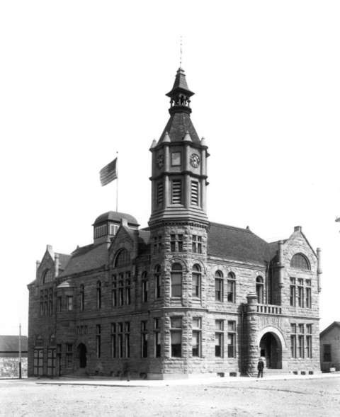 Wade Hampton was being held in a jail cell on the ground floor of Rock Springs’s City Hall after midnight on on Dec. 12, 1917, when three men broke into the building through the front door, shown here under the big archway, went to the jail office, got the absent jailer’s keys from a desk and opened Hampton’s cell. At gunpoint, they led him outside. Jailer Fred Taher was asleep in his residence upstairs. The building now houses the Rock Springs Historical Museum. This photo was taken about 1905. Sweetwater County Historical Museum.