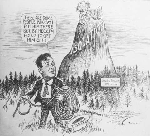 Hopkins’s plight was so well known that a cartoonist could use it to show defeated presidential candidate Wendell Willkie as the Republican Party’s best hope to rescue it from its own isolationism. NPS image.