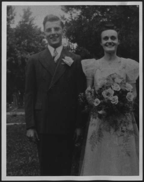 Gale McGee called Loraine Baker ‘the girl of my dreams.’ They were married in the back yard of her parents’ Norfolk, Neb., home on June 11, 1939. American Heritage Center.