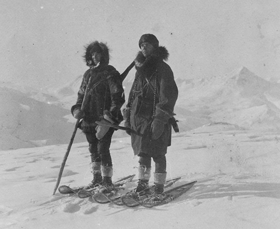 Olaus and Adolph Murie at the head of Kutuk River near the summit of Endicott Mountain, Alaska, in 1923. The Murie Center.