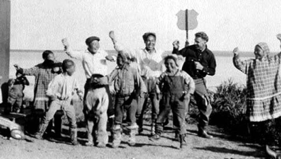 Olaus Murie, second from right, and friends on Nunivak Island, Alaska, 1936. The Murie Center.