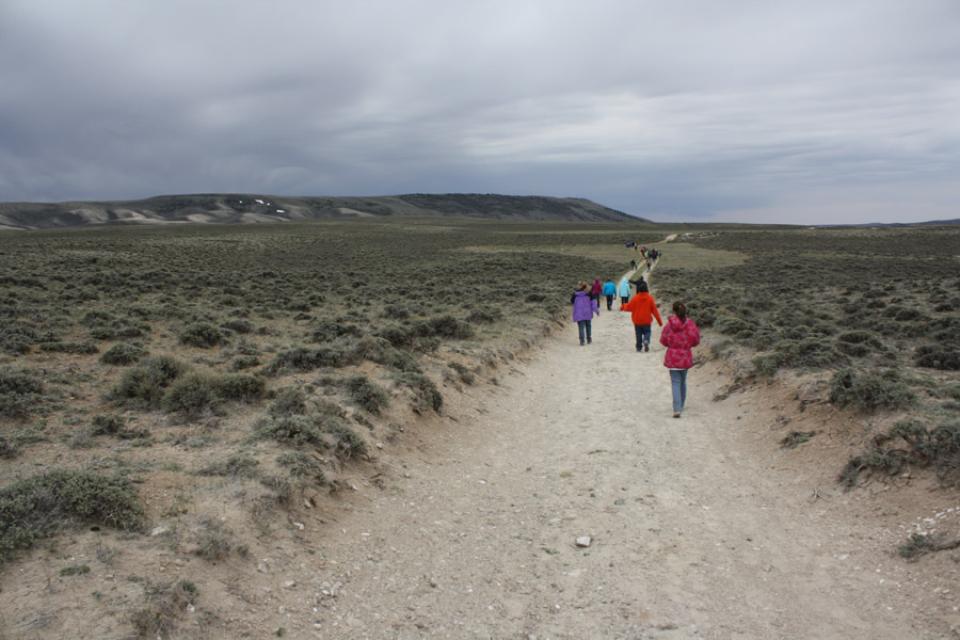 Fourth graders from Oregon Trail Elementary School, Casper, Wyo., at South Pass, May 2013.