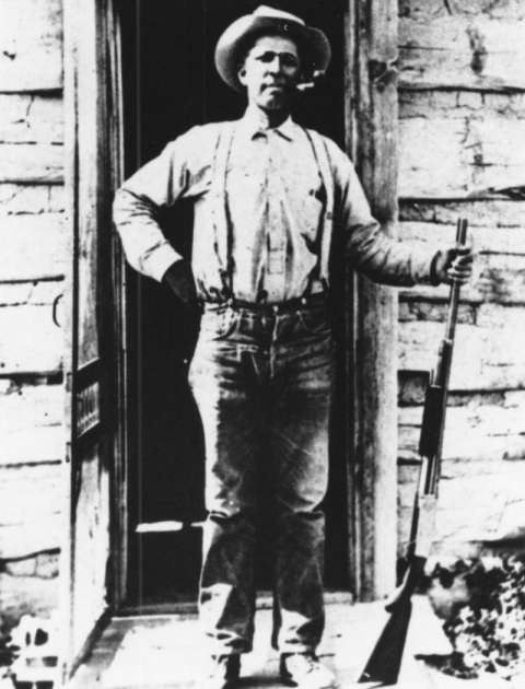 Alonzo 'Lon' Stepp, shown here in an undated photo probably at his homestead, He first came to the Green River Valley in 1893, when he was 19. American Heritage Center.