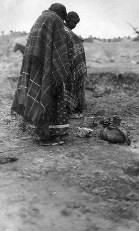Ute woman and girl at the camp on Powder River, 1906, T.W. Tolman photo, Campbell County Rockpile Museum.