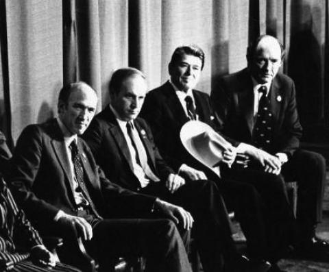 Sen. Simpson, Rep. Cheney, Pres. Reagan, Sen. Wallop in 1982