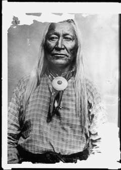 Chief Washakie, shown here, and the Eastern Shoshone preferred cash for the sale of the hot springs. Library of Congress.