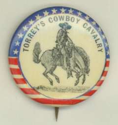 A button for rough rider fans, ca. 1898. American Heritage Center.