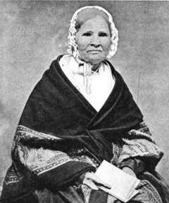 Louisa Swain, the first woman to cast a vote in Wyoming. Wikipedia.